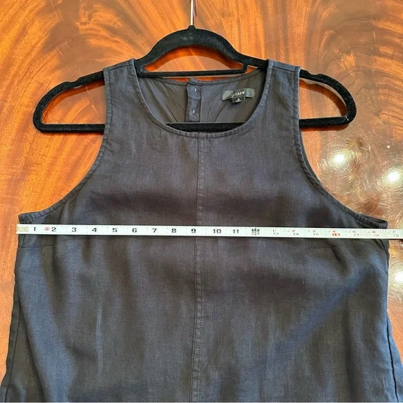 J.Crew Black Linen Shift Dress Button Back Sleeveless Size Small - Picture 7 of 11